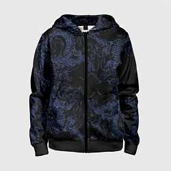 Детская толстовка на молнии Синий дракон на черном