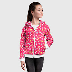Толстовка на молнии детская Skzoo pattern pink, цвет: 3D-белый — фото 2