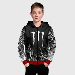 Толстовка на молнии детская Monster energy лес, цвет: 3D-красный — фото 2