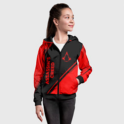 Толстовка на молнии детская Assassins Creed - red gradient вертикально, цвет: 3D-черный — фото 2