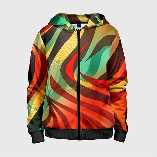 Детская толстовка на молнии Жаркая полосатая абстракция / 3D-Черный – фото 1