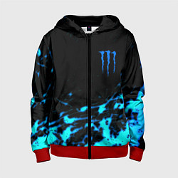 Детская толстовка на молнии Monster energy голубые краски