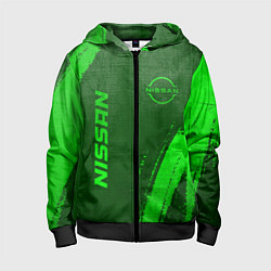 Толстовка на молнии детская Nissan - green gradient вертикально, цвет: 3D-черный