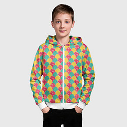 Толстовка на молнии детская Крашенные яйца, цвет: 3D-белый — фото 2