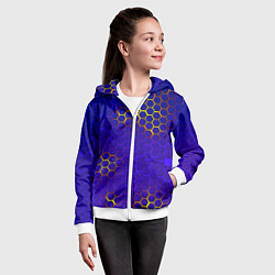 Толстовка на молнии детская Неоновые соты броня, цвет: 3D-белый — фото 2