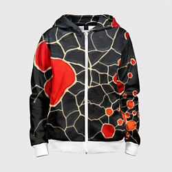 Детская толстовка на молнии Красная абстракция на черном лаке