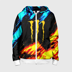 Детская толстовка на молнии Monster energy текстура огненная