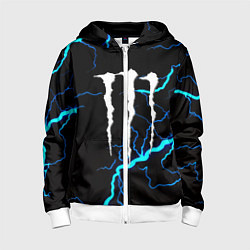 Детская толстовка на молнии Monster energy неоновые молнии