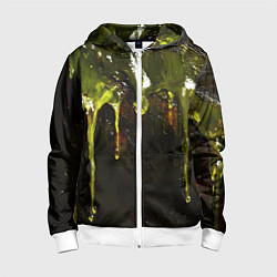 Толстовка на молнии детская Зеленая грязная текстура, цвет: 3D-белый