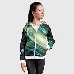 Толстовка на молнии детская Зеленая вселенная, цвет: 3D-белый — фото 2