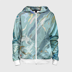 Толстовка на молнии детская Холодный голубой абстракция, цвет: 3D-белый