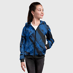 Толстовка на молнии детская Тёмный синий абстракция, цвет: 3D-черный — фото 2