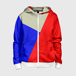 Детская толстовка на молнии Серо-сине-красный трёхцветный