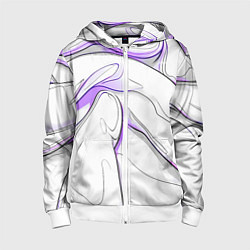 Детская толстовка на молнии Черные и фиолетовые линии на белом