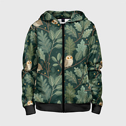 Детская толстовка на молнии Совы в лесу