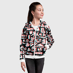 Толстовка на молнии детская Fortnite glitch game, цвет: 3D-белый — фото 2