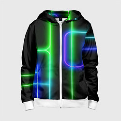 Толстовка на молнии детская Color blue black green stripe, цвет: 3D-белый