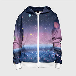 Детская толстовка на молнии Закат с блестками - текстура