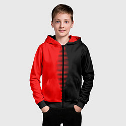 Толстовка на молнии детская Чёрно-красный пополам с переходом, цвет: 3D-черный — фото 2