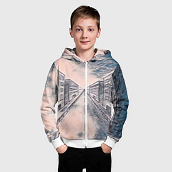 Толстовка на молнии детская Сумрачный город, цвет: 3D-белый — фото 2
