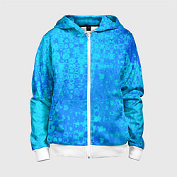 Толстовка на молнии детская Голубой неоновый абстрактная текстура, цвет: 3D-белый