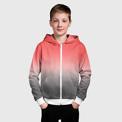 Толстовка на молнии детская Бледный красно-серый градиент, цвет: 3D-белый — фото 2