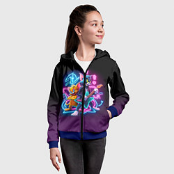 Толстовка на молнии детская Гитарист Том и вокалист Джерри - неоновое свечение, цвет: 3D-синий — фото 2