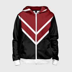 Детская толстовка на молнии Красный с чёрным и белые полосы