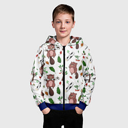 Толстовка на молнии детская Бобер и полено, цвет: 3D-синий — фото 2