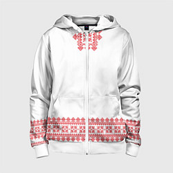 Детская толстовка на молнии Славянский орнамент и узоры - вышиванка рубаха бел
