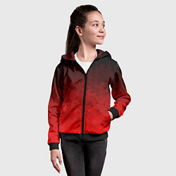 Толстовка на молнии детская Чёрно-красный текстурный градиент, цвет: 3D-черный — фото 2