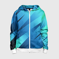 Толстовка на молнии детская Сине-голубой абстрактные полосы, цвет: 3D-белый