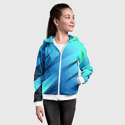 Толстовка на молнии детская Сине-голубой абстрактные полосы, цвет: 3D-белый — фото 2