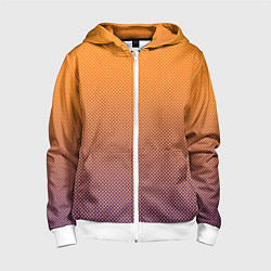 Детская толстовка на молнии Градиент оранжевый в фиолетовый мелкий ромбик