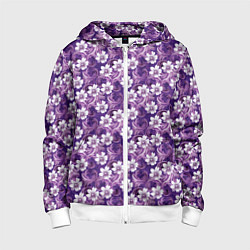 Детская толстовка на молнии Нежный сиреневый цветочный паттерн