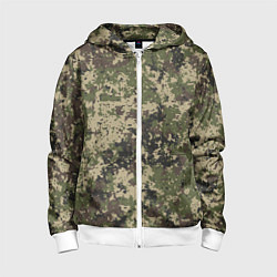 Толстовка на молнии детская Камуфляж защитный пиксельный, цвет: 3D-белый