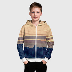Толстовка на молнии детская Городской пейзаж стилизованный, цвет: 3D-белый — фото 2