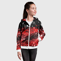 Толстовка на молнии детская Красно-черная блестящая текстура, цвет: 3D-белый — фото 2
