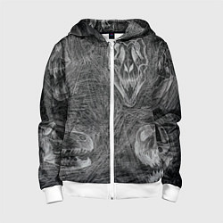 Детская толстовка на молнии Черепа динозавров - эскиз