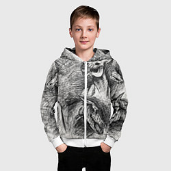 Толстовка на молнии детская Черепа лошадей, цвет: 3D-белый — фото 2