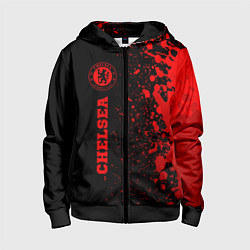 Толстовка на молнии детская Chelsea - red gradient по-вертикали, цвет: 3D-черный
