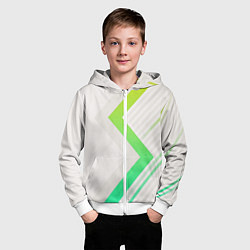 Толстовка на молнии детская Color white line green, цвет: 3D-белый — фото 2