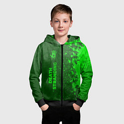 Толстовка на молнии детская Death Stranding - green gradient по-вертикали, цвет: 3D-черный — фото 2