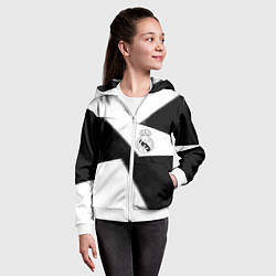 Толстовка на молнии детская Real Madrid geometry black, цвет: 3D-белый — фото 2