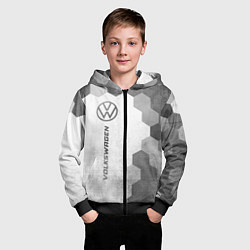 Толстовка на молнии детская Volkswagen - white gradient по-вертикали, цвет: 3D-черный — фото 2