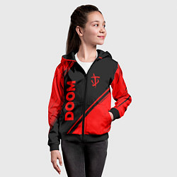 Толстовка на молнии детская Doom - red gradient вертикально, цвет: 3D-черный — фото 2