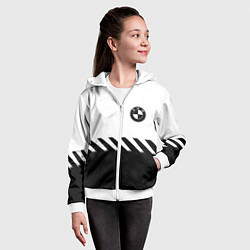 Толстовка на молнии детская BMW geometry line black, цвет: 3D-белый — фото 2