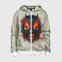 Толстовка на молнии детская Огенный Бэтмент, цвет: 3D-белый