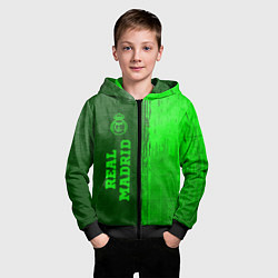 Толстовка на молнии детская Real Madrid - green gradient по-вертикали, цвет: 3D-черный — фото 2