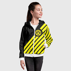 Толстовка на молнии детская Borussia geometry yellow, цвет: 3D-белый — фото 2
